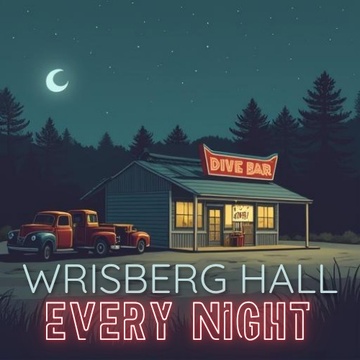 Album cover for Every Night: a neon-lit dive bar and old trucks under a night sky